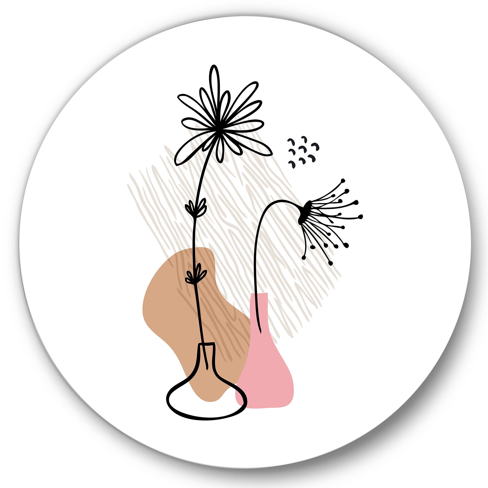 Designart - Abstract Flowers On Minimal Shapes III